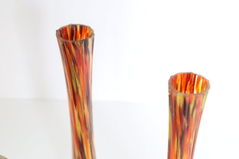 Duo of soliflores in mouth-blown glass