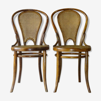Lot de 2 chaises bistrot N°18 Viennoises à dossier canné , par Rabenau-Saxe- 1880 -