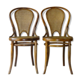 Lot de 2 chaises bistrot N°18 Viennoises à dossier canné , par Rabenau-Saxe- 1880 -