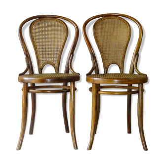 Lot de 2 chaises bistrot N°18 Viennoises à dossier canné , par Rabenau-Saxe- 1880 -