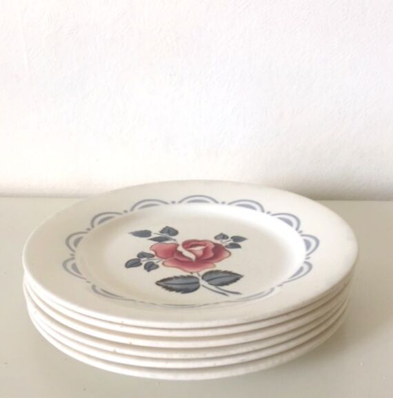6 Digoin Sarreguemines plates, Albinque