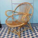 Vintage wicker basket armchair
