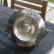 Worked metal fruit basket and glass