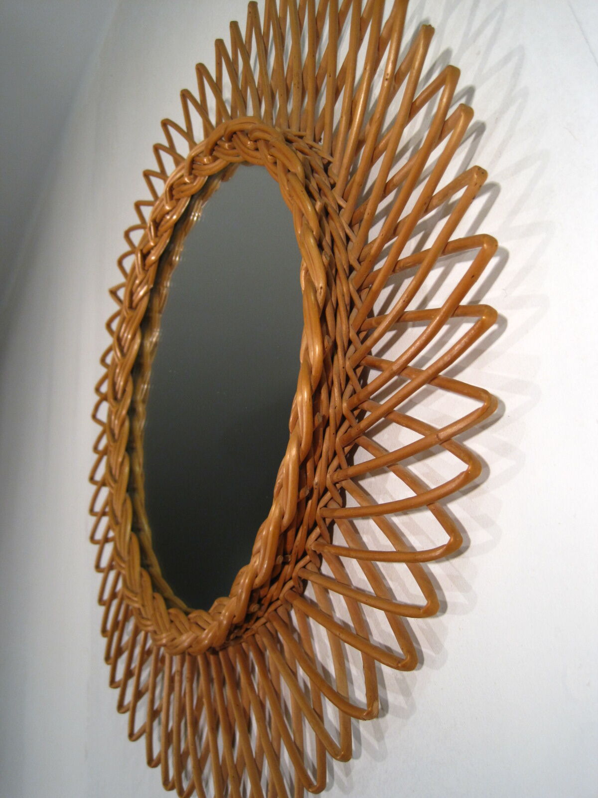 Vintage Sun Mirror in rattan 1960s - 44cm