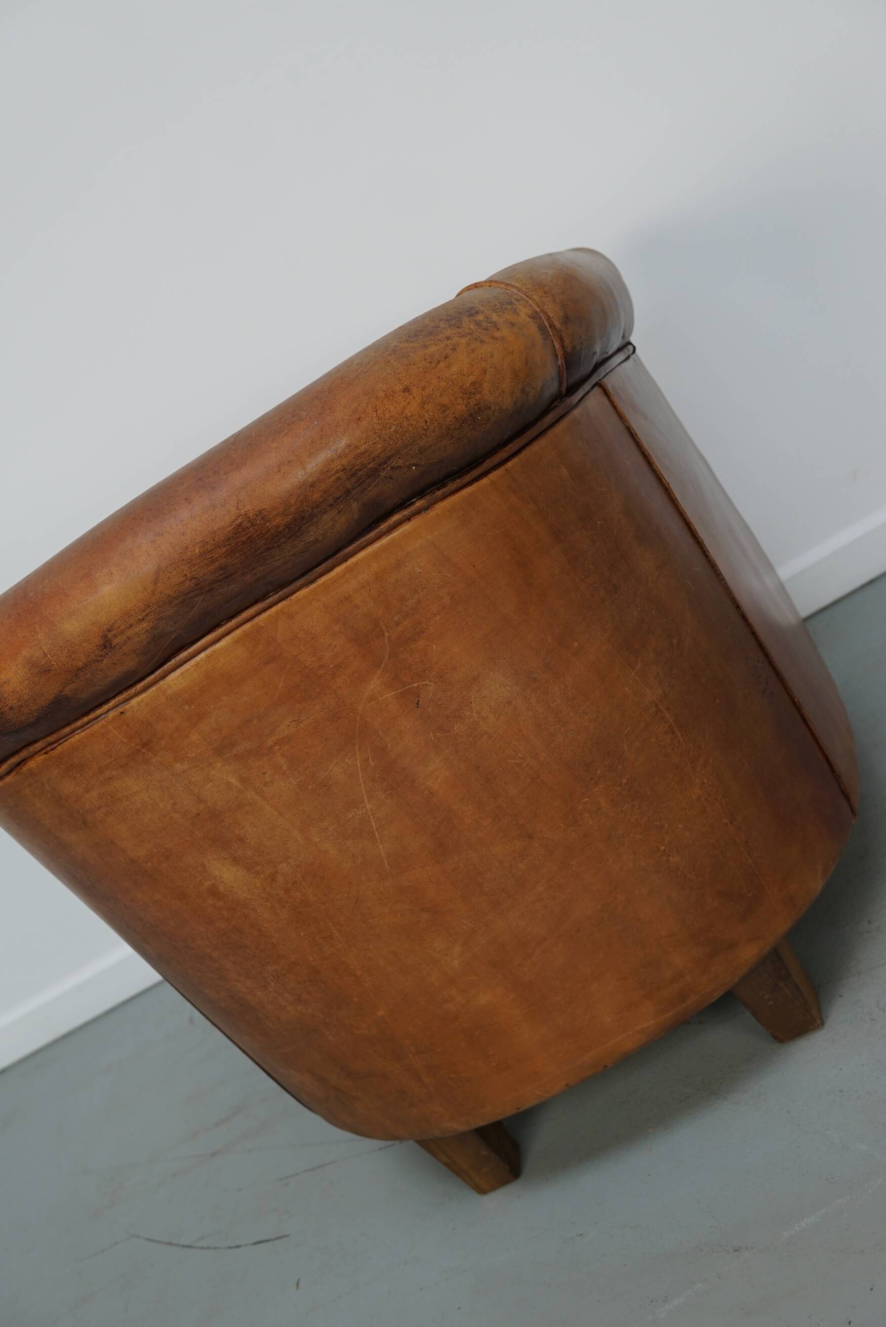 Vintage Dutch Club Chair in Cognac Leather
