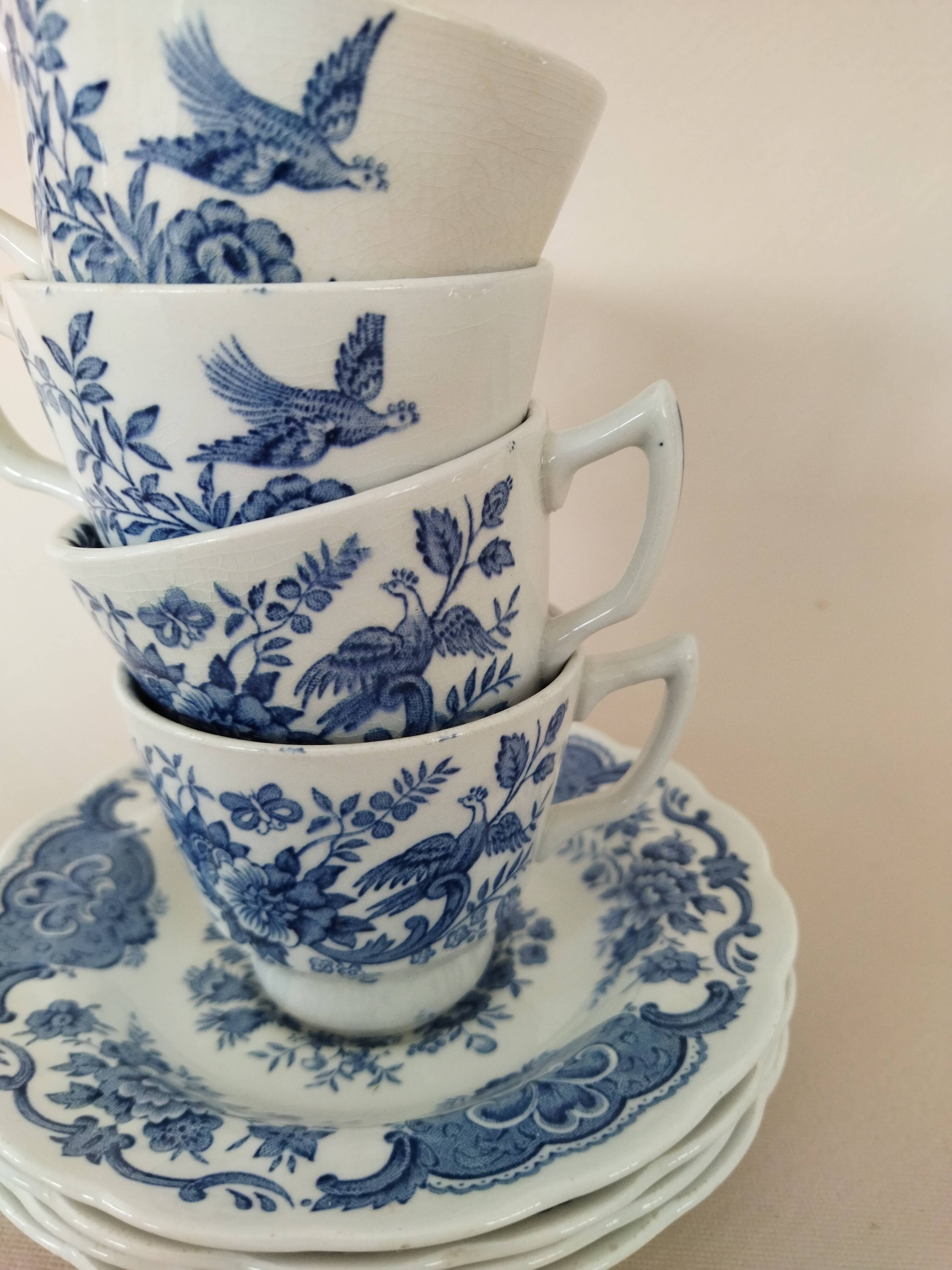 Ridgway "Windsor" English mocha cups blue