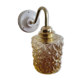 Brass wall lamp and molded glass