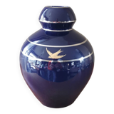 Vase art déco en céramique bleue nuit