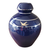 Midnight blue ceramic art deco vase