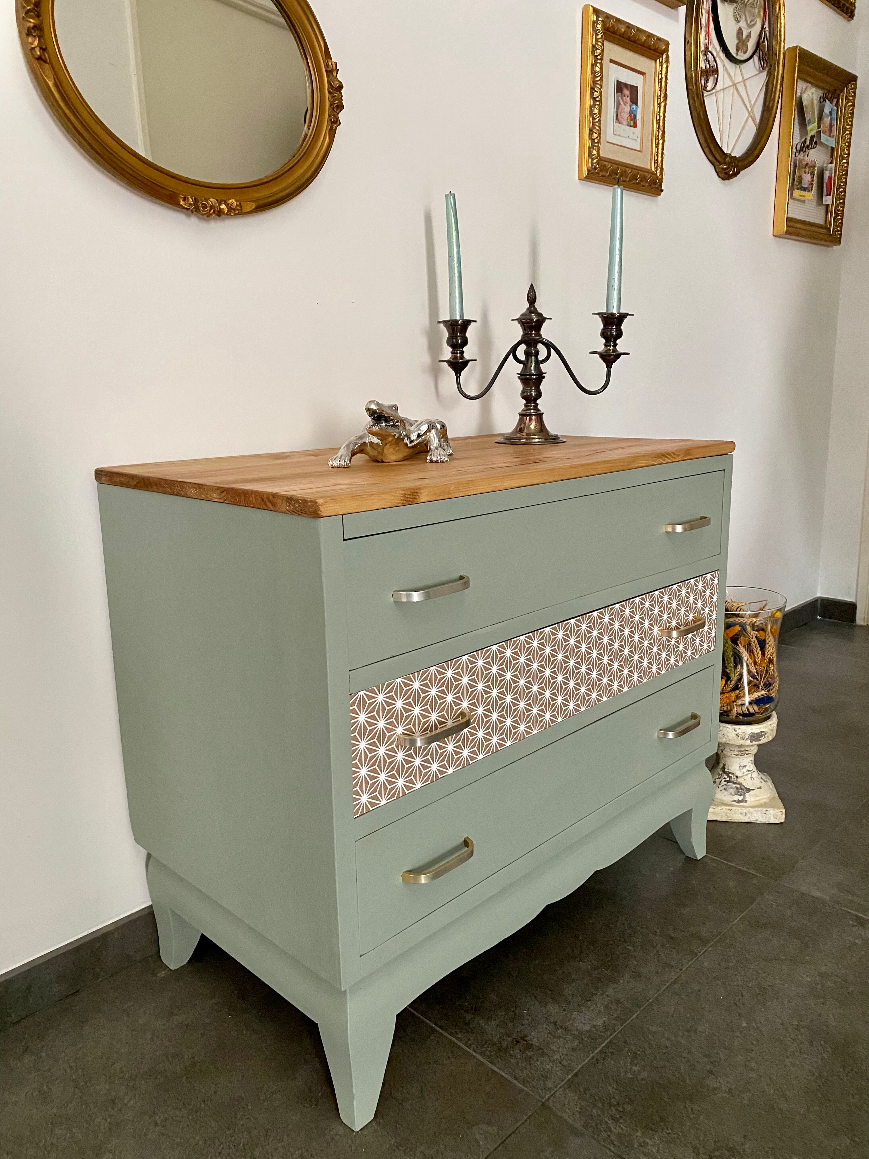 Chest of drawers 3 green water drawers