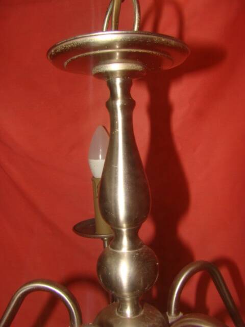five-armed chandelier in white metal
