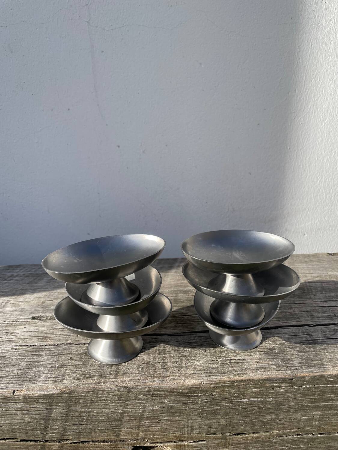 6 oval brushed stainless steel cups