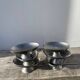 6 oval brushed stainless steel cups