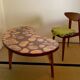 Coffee table, 70s design, Artist: "Vino Di Travolta", wood and resin