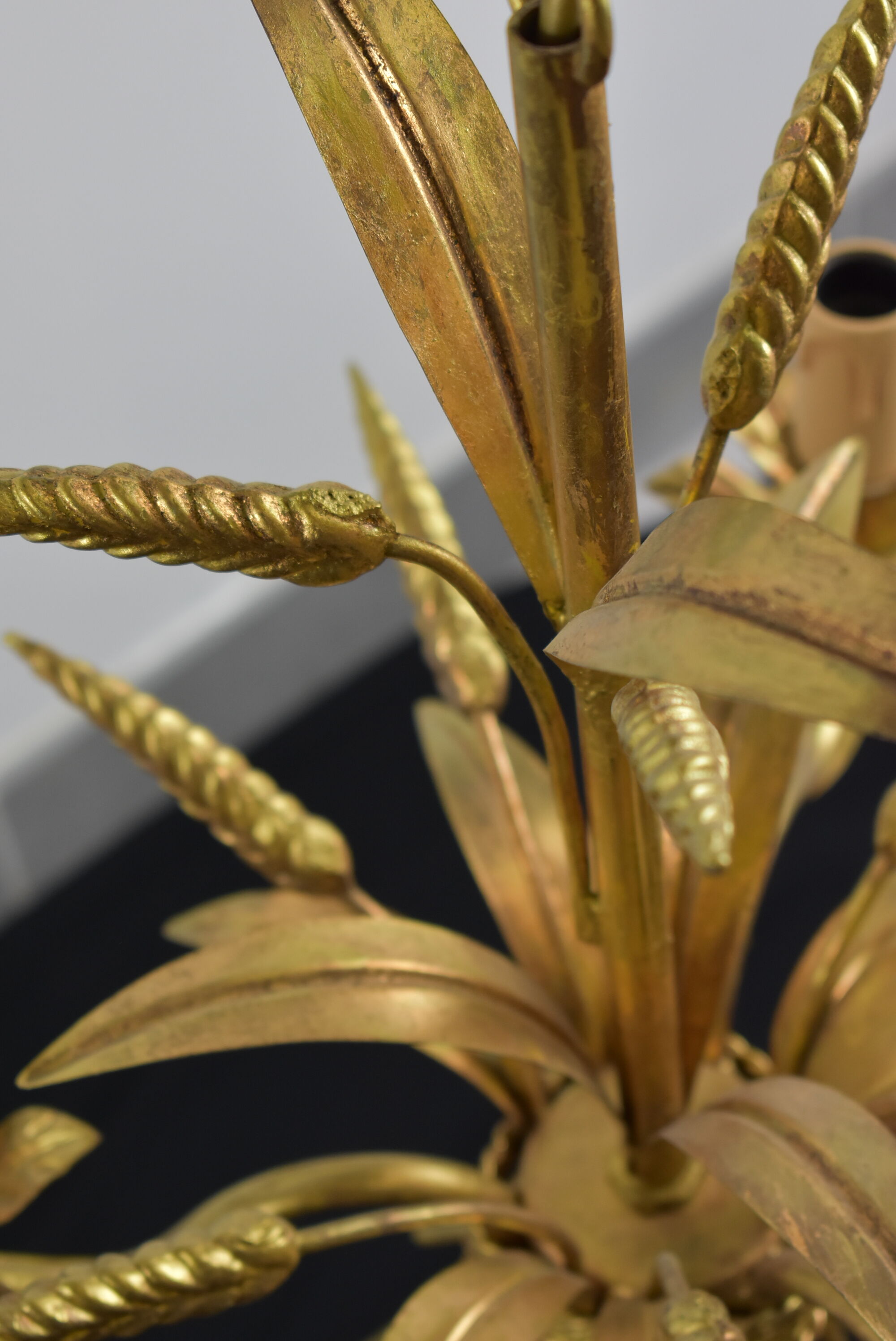 3-branched vintage golden wheat chandelier