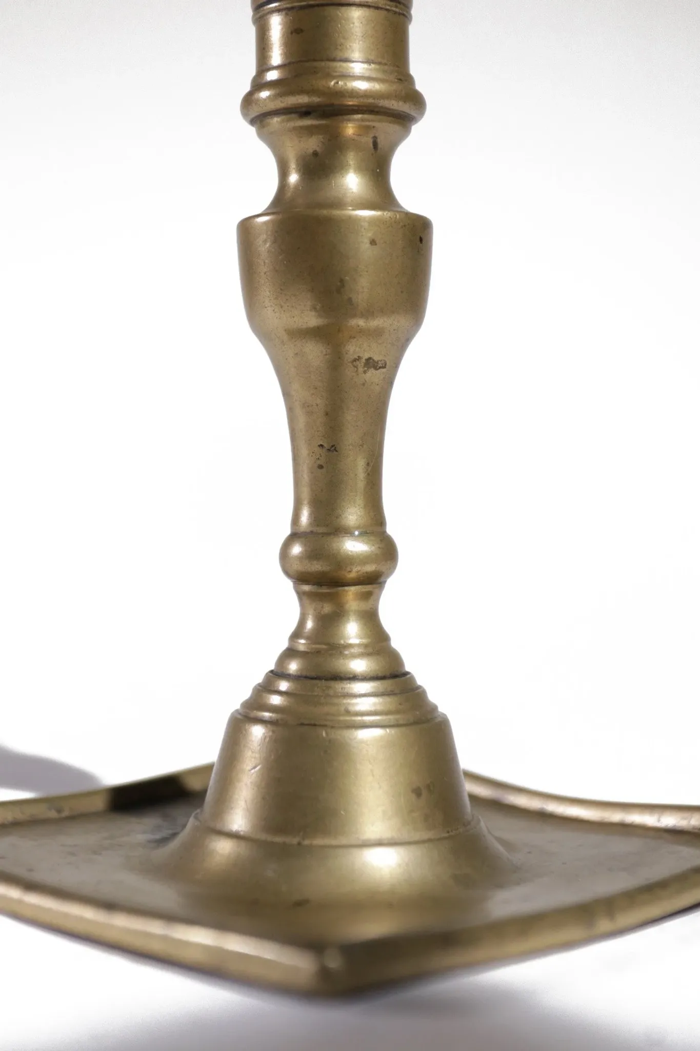 17th-century Spanish brass candlestick with square base