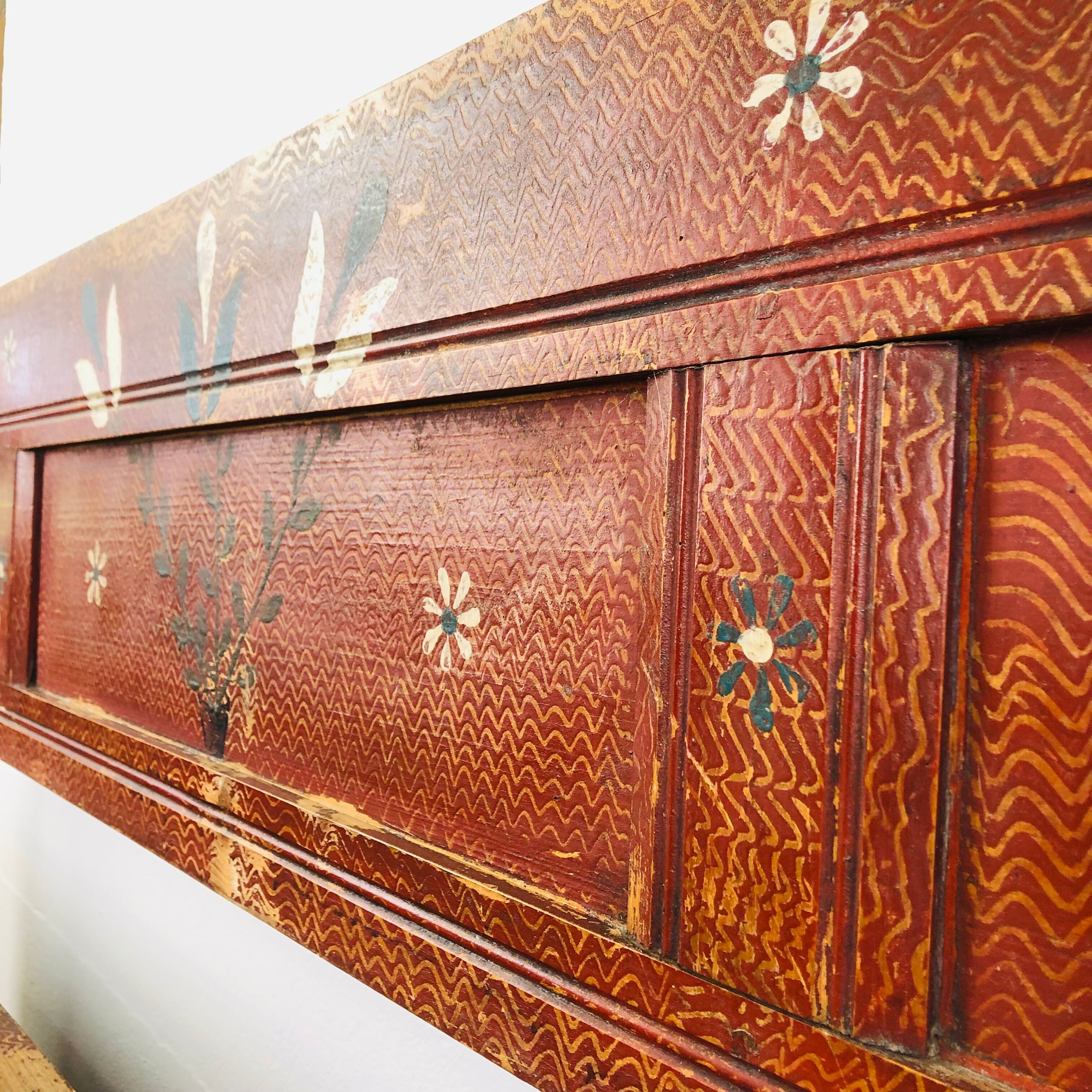 Antique painted wooden valve bench