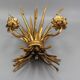 Gilt metal wheat sheaf two-light wall sconce