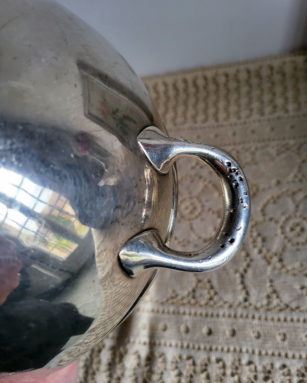 Silver-plated metal planter pot