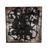 Tableau abstrait, huile et concrétions sur panneau N°16,LM Londot 1963
