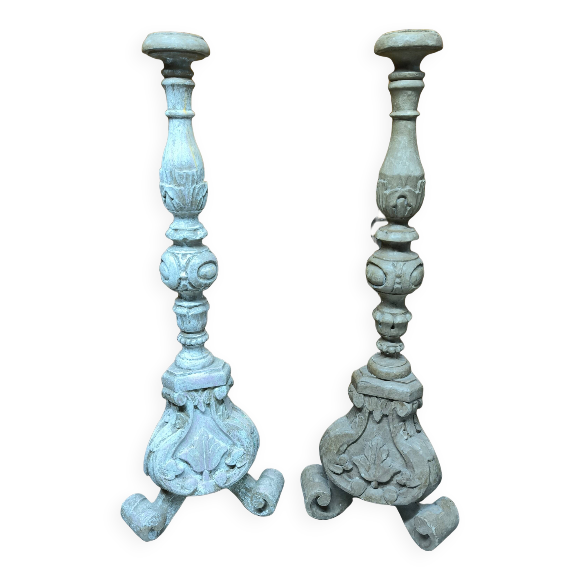 Pair of wooden candlesticks