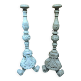 Pair of wooden candlesticks