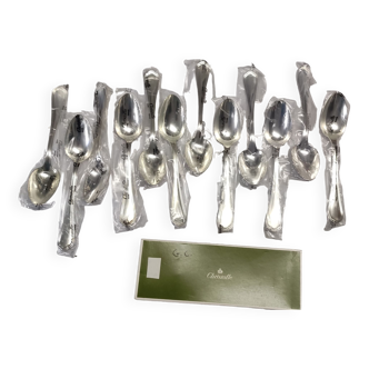12 silver metal table spoons from Christofle model "Spatours"