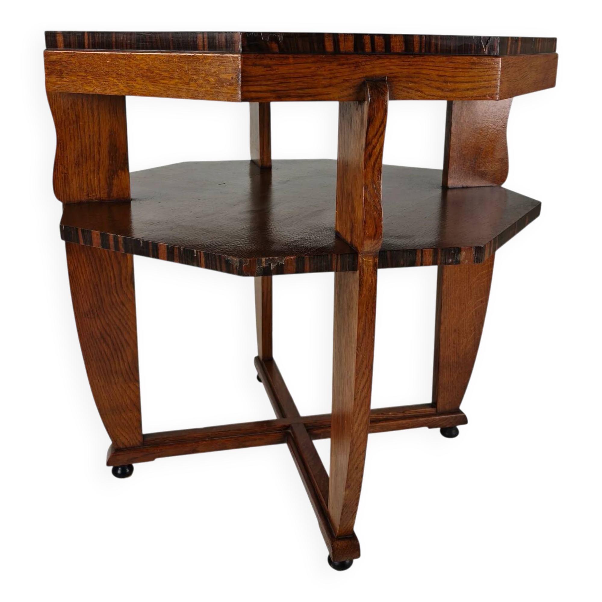 Amsterdam School coffee table – oak with veneer inlay, circa 1920