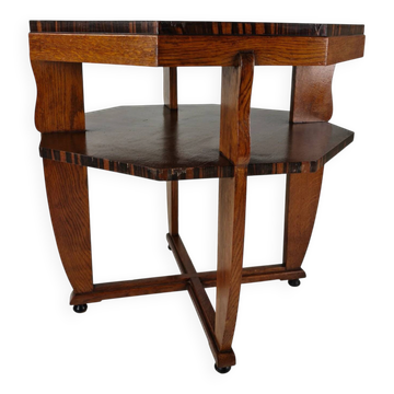 Table basse Amsterdam School – chêne avec incrustation en placage, vers 1920