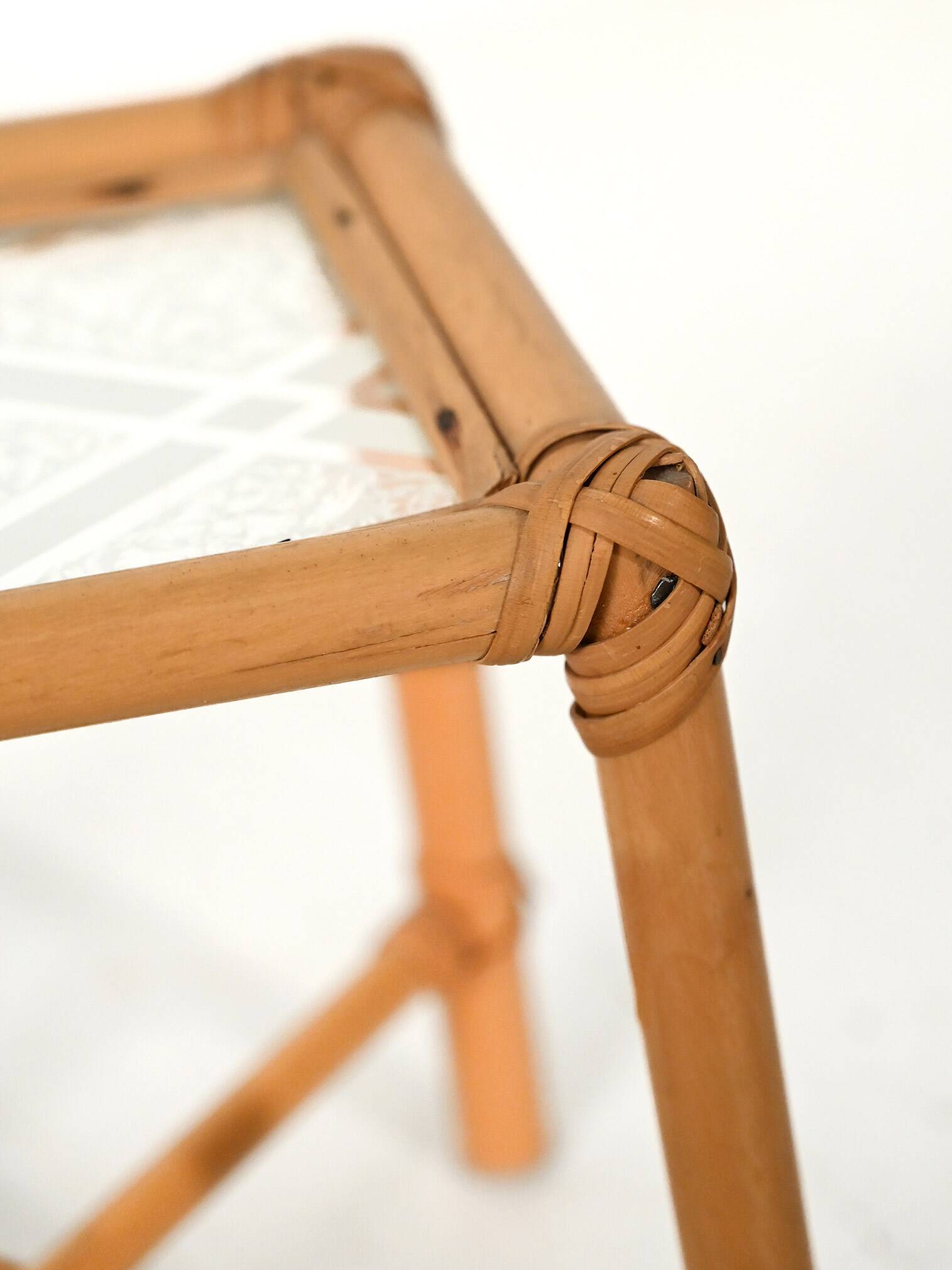 Bamboo Plant Stand with Frosted Glass