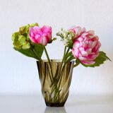 Vintage 70's brown glass vase