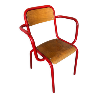 Mullca armchair red metal & wood