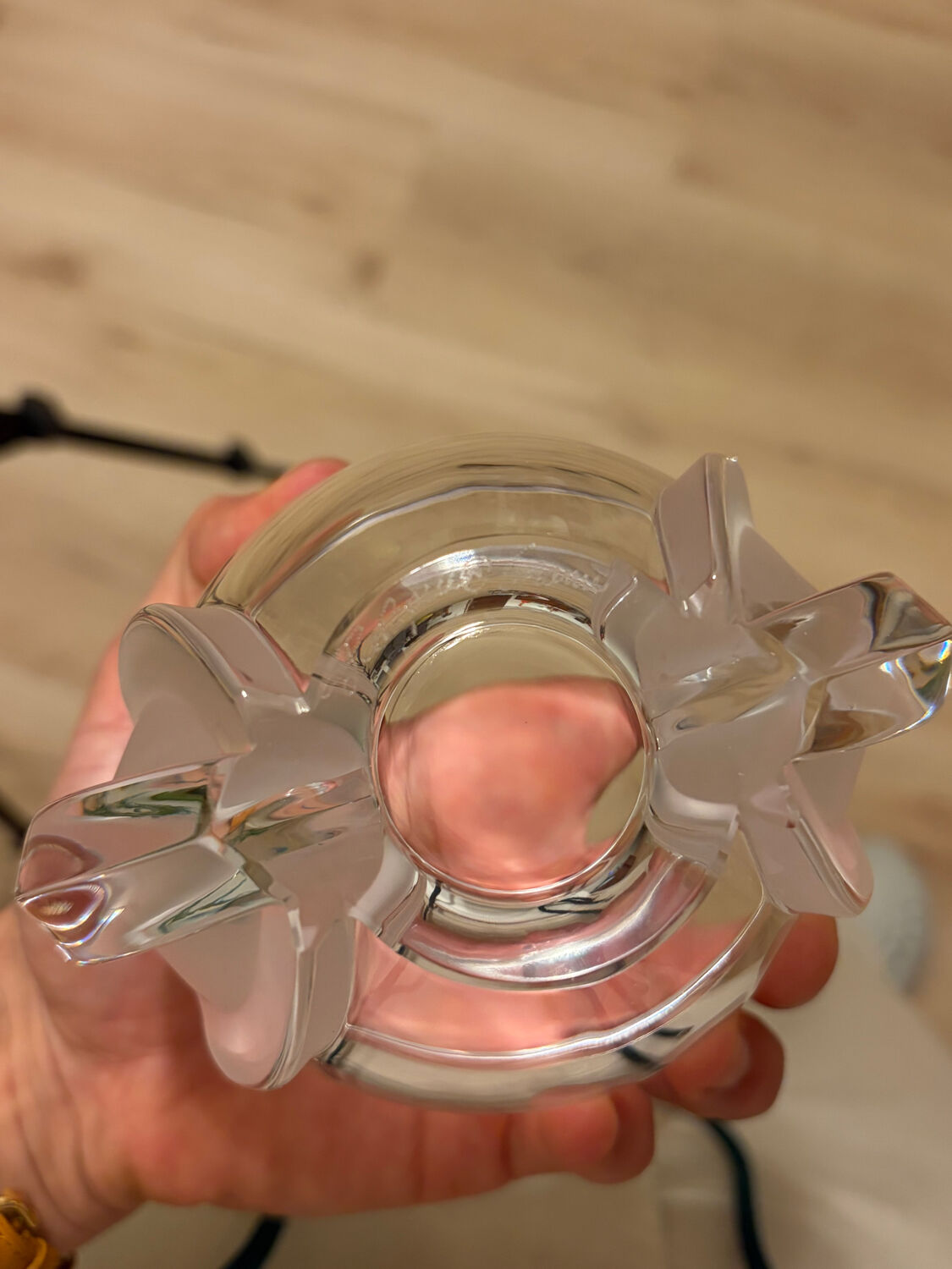 Lalique France vase with tulips in crystal