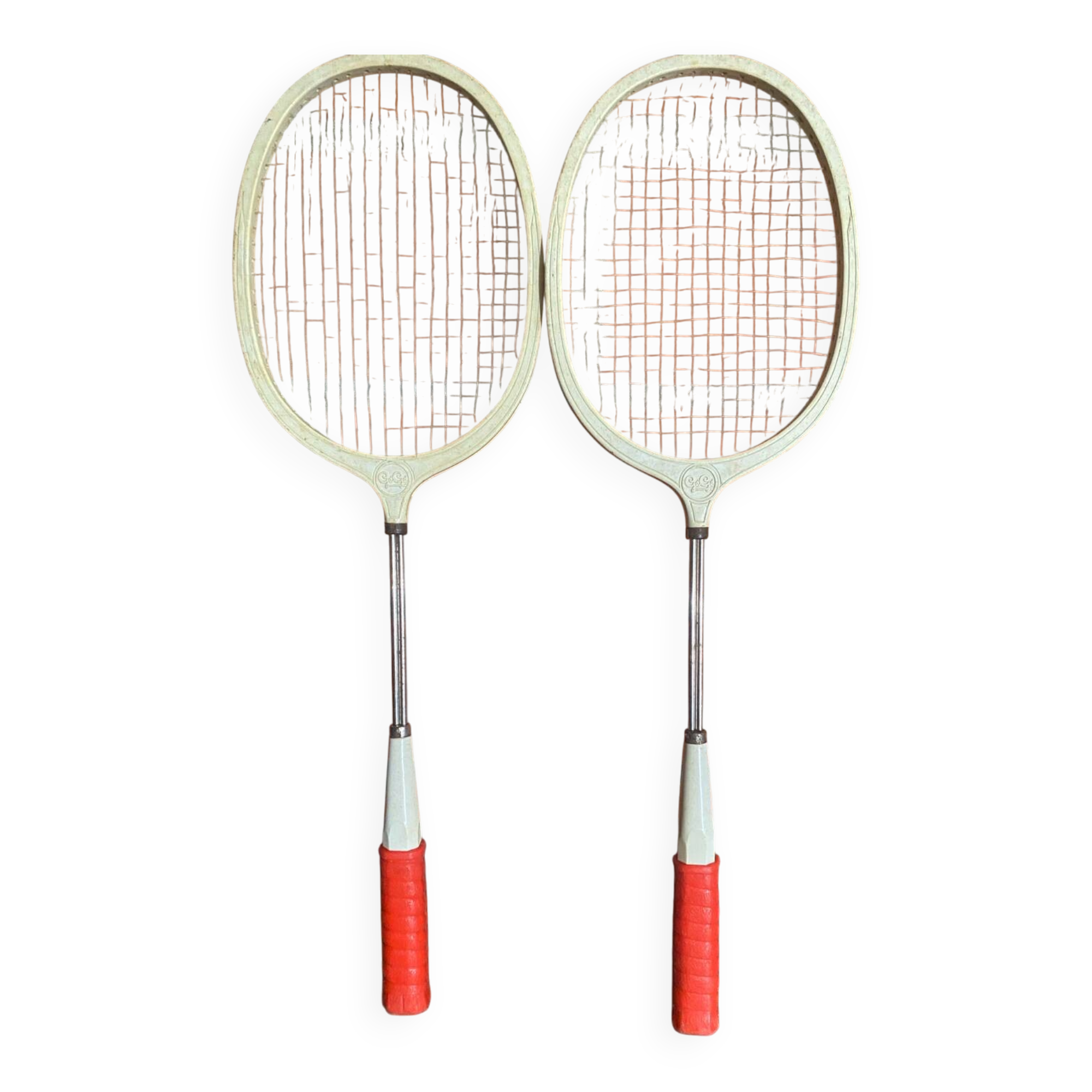 Vintage 70s GEGE Plastic + Metal Badminton Racket Pair