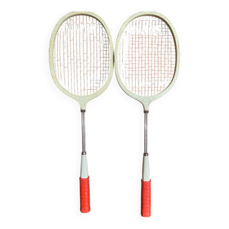 Vintage 70s GEGE Plastic + Metal Badminton Racket Pair