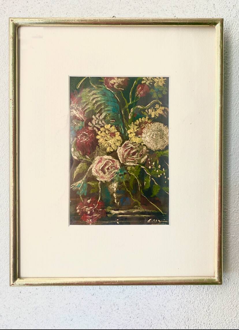 Still life oil under glass