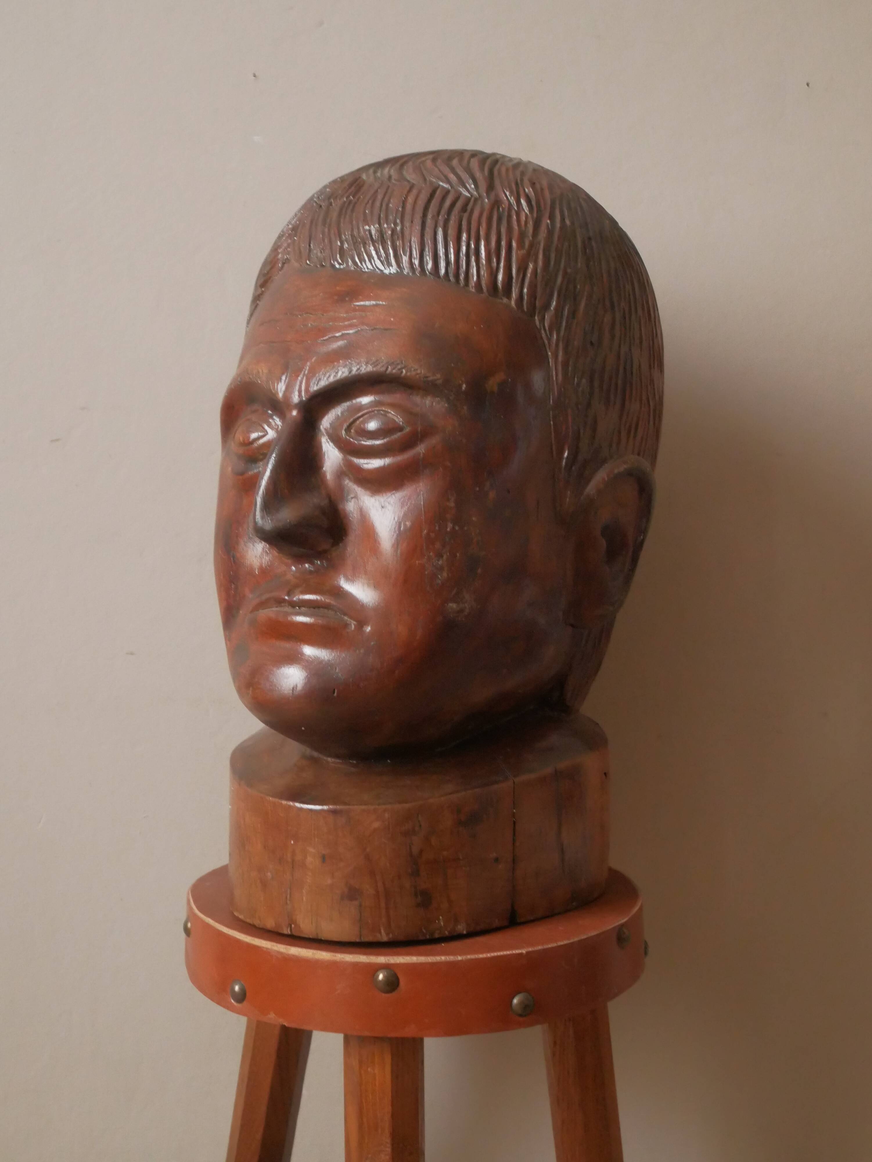 Kanak head wooden sculpture New Caledonia handmade object tribal ethnic marotte face