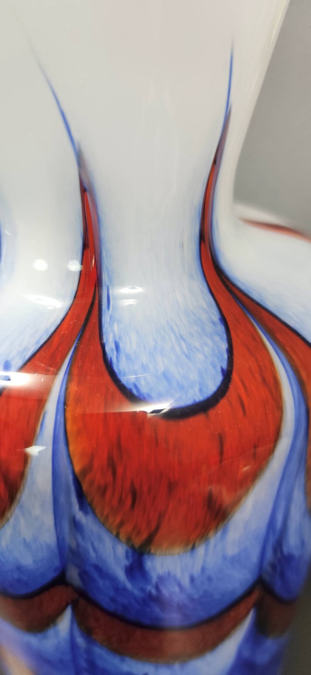 Red, White and Blue Murano Glass Vase by Carlo Moretti, Italy