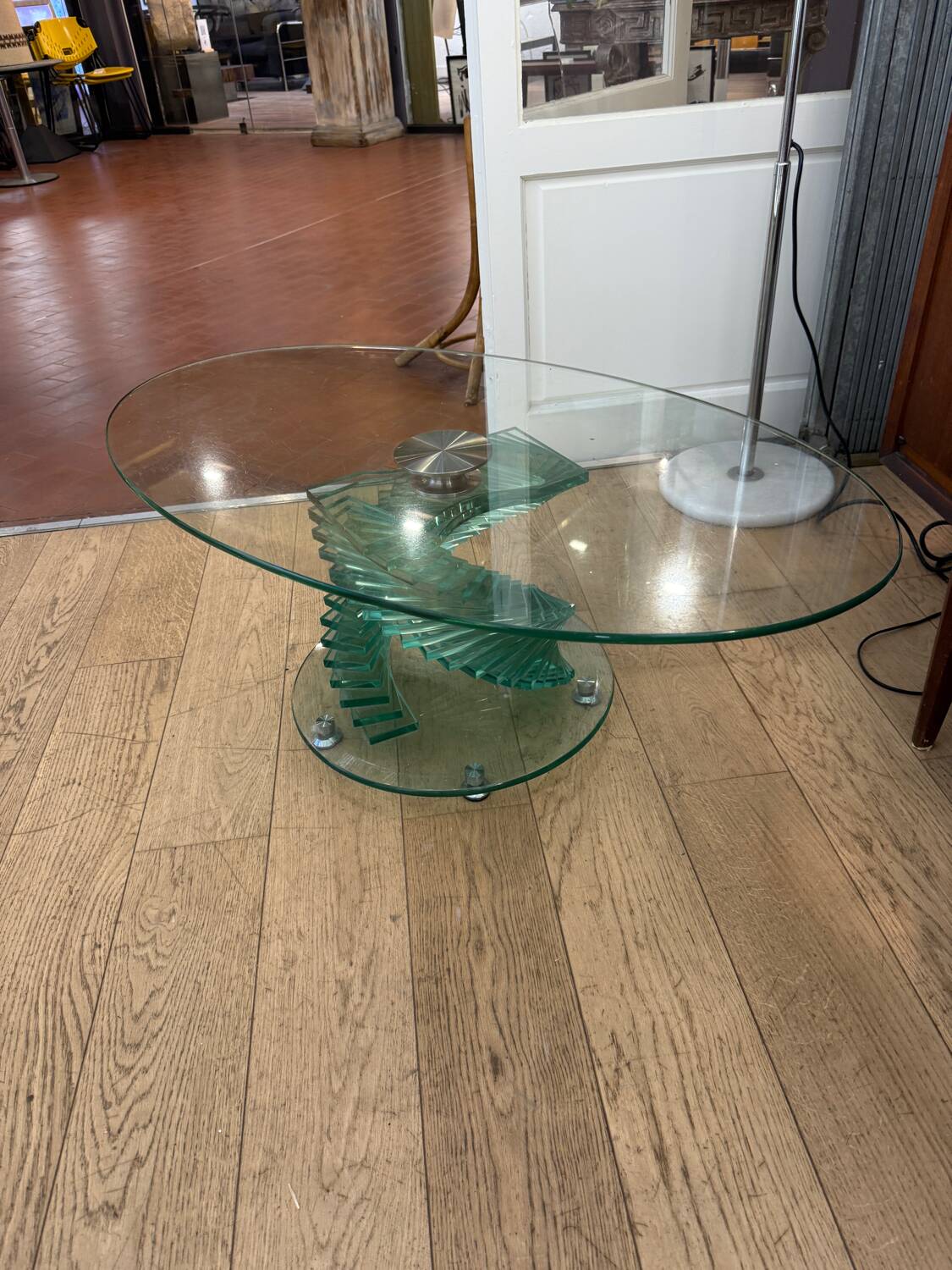 Glass coffee table, France, circa 1980