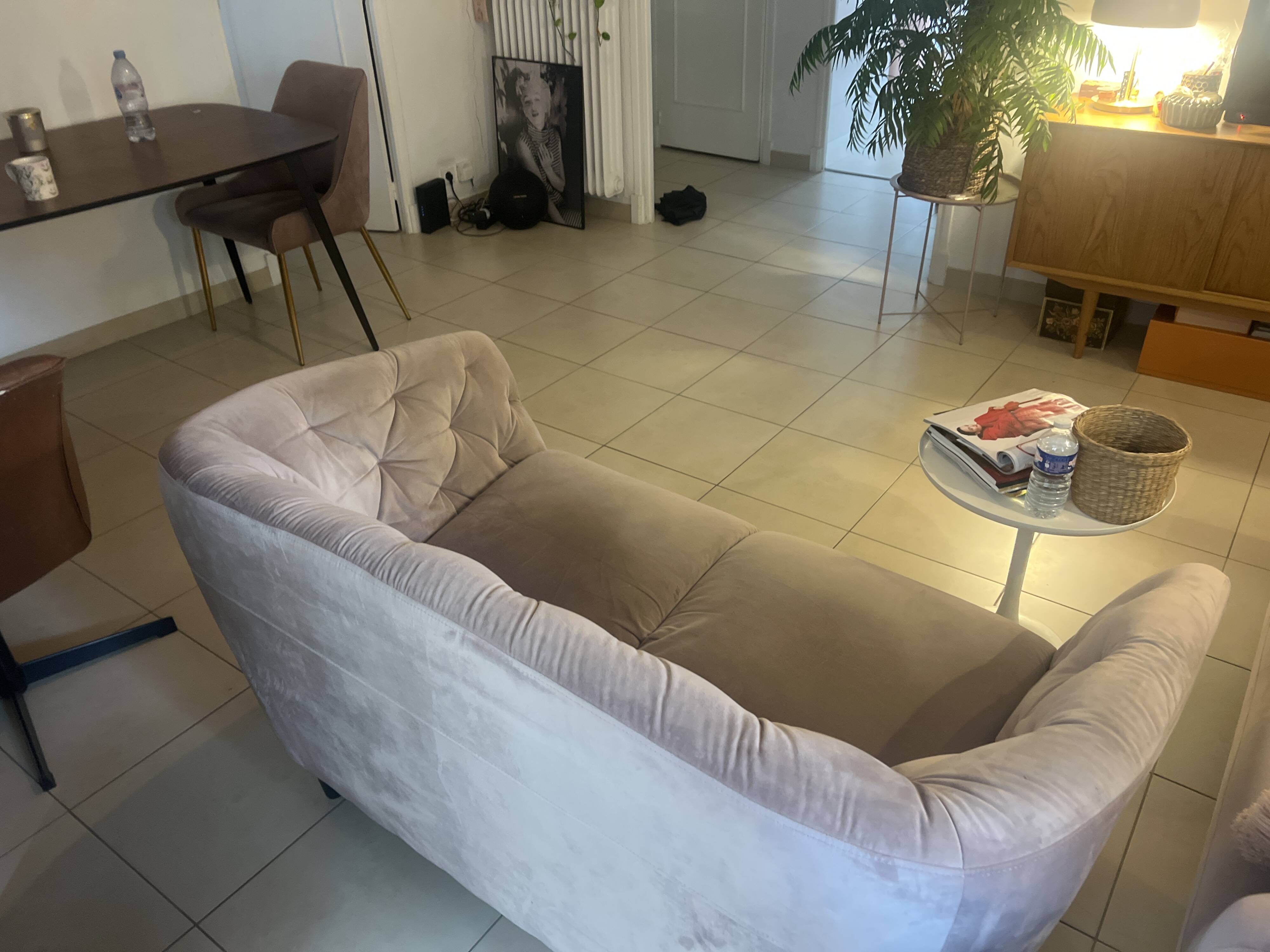 Vintage rose purple velvet sofa