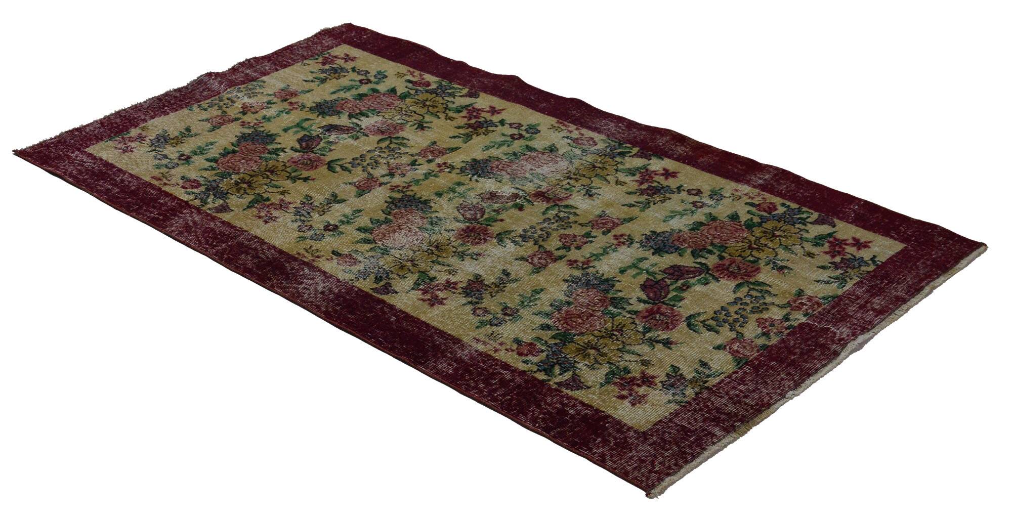 Turkish Anatolian Handmade Vintage Area Rug 208 cm x 115 cm