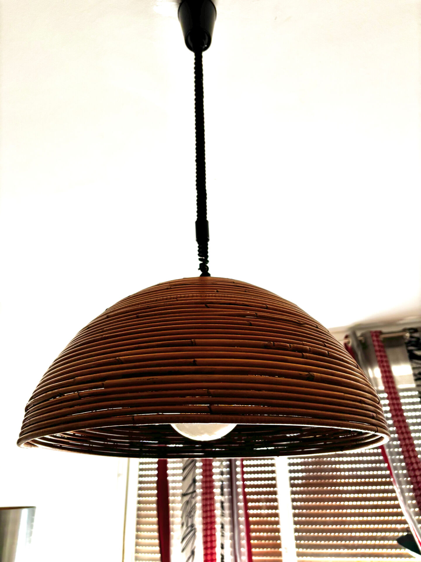Large rattan pendant light from the 1970s.