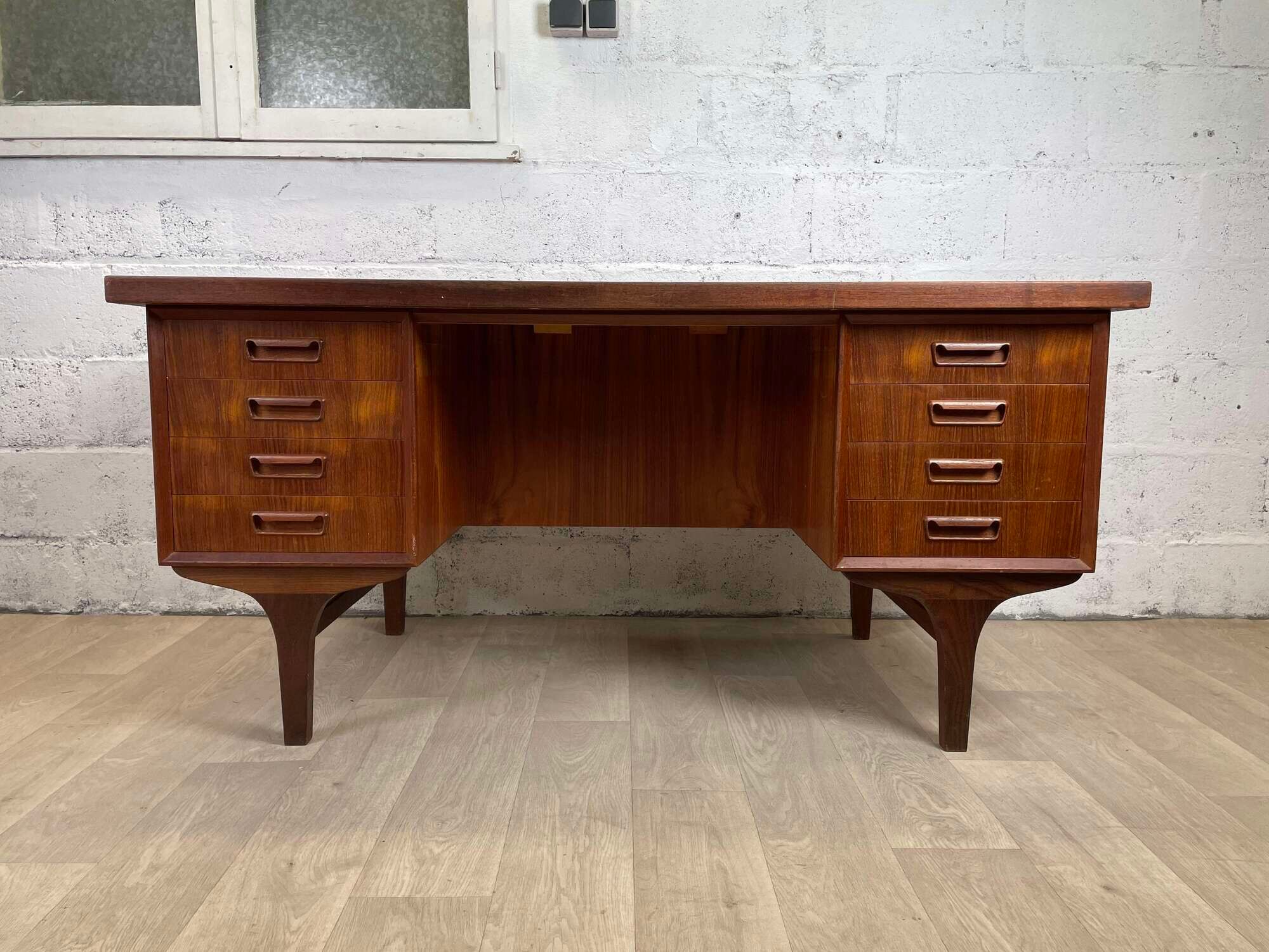 Scandinavian double-sided teak desk, 60s