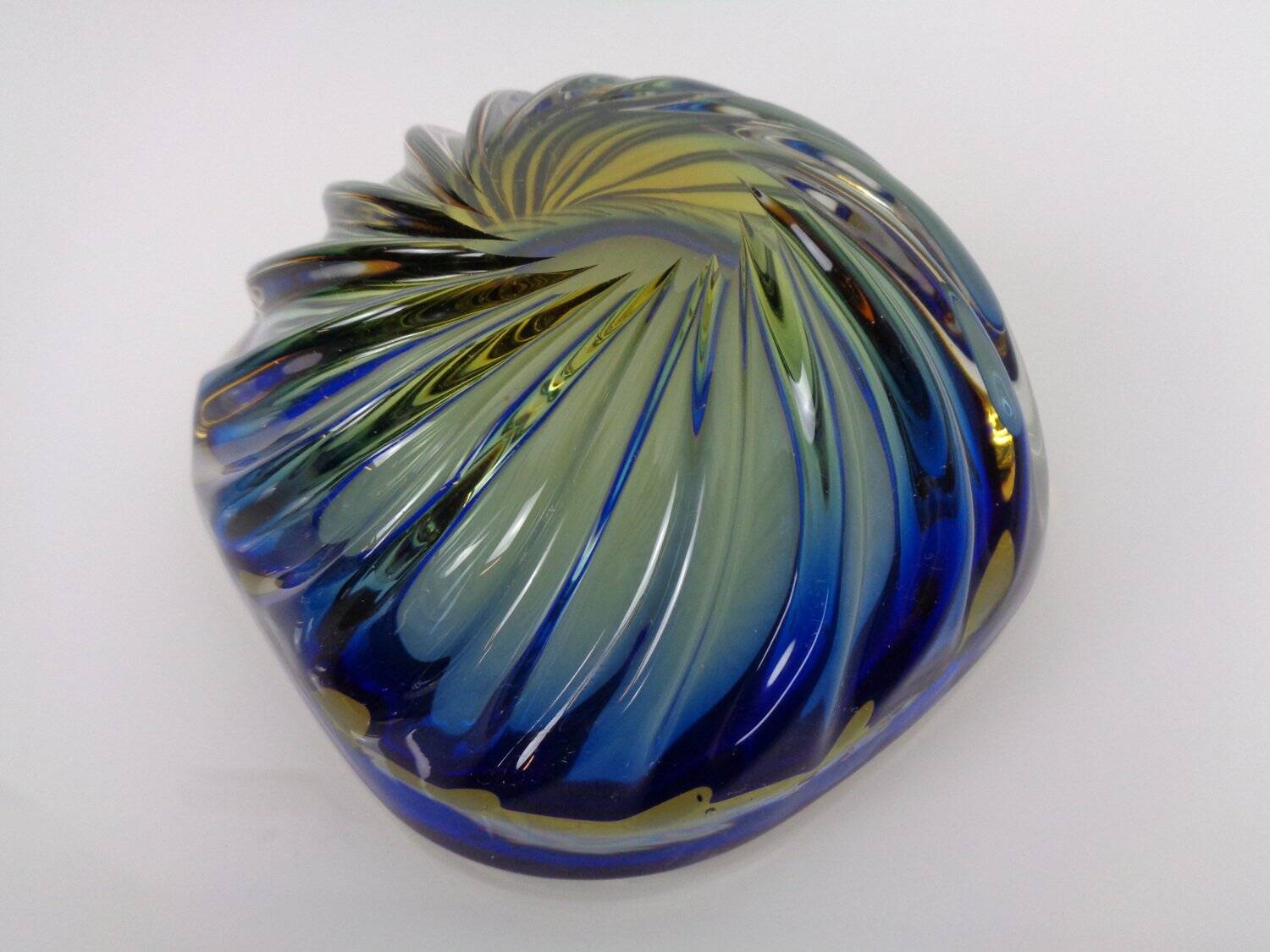 Blue Brown Sommerso Murano Glass Bowl or Ashtray by Flavio Poli, Italy, 1960s