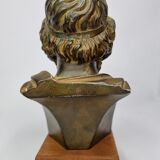 Bust of Homer in patinated plaster on wooden base, 21 cm