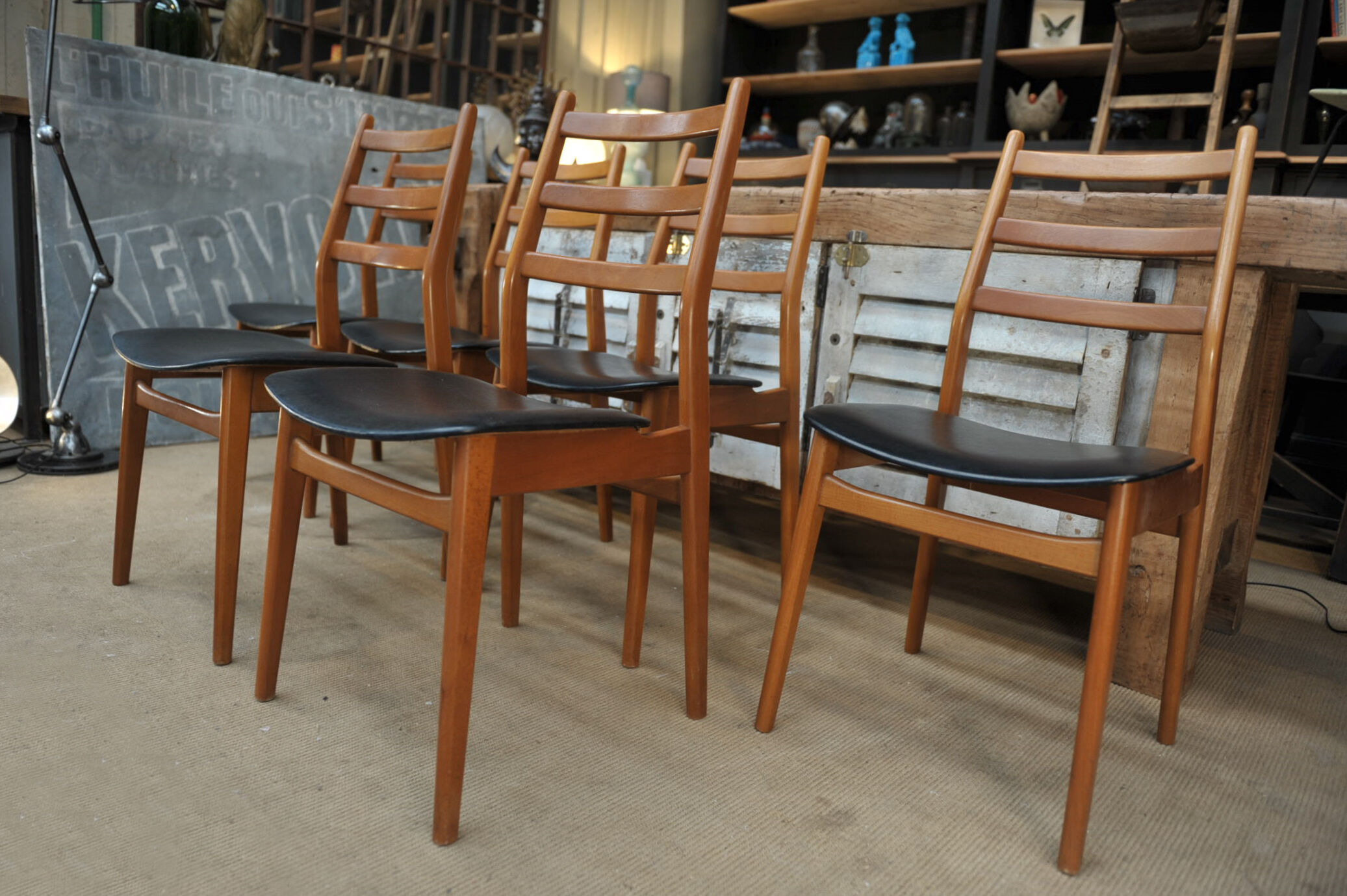 Lot de 6 ancienne chaises vintage 1960