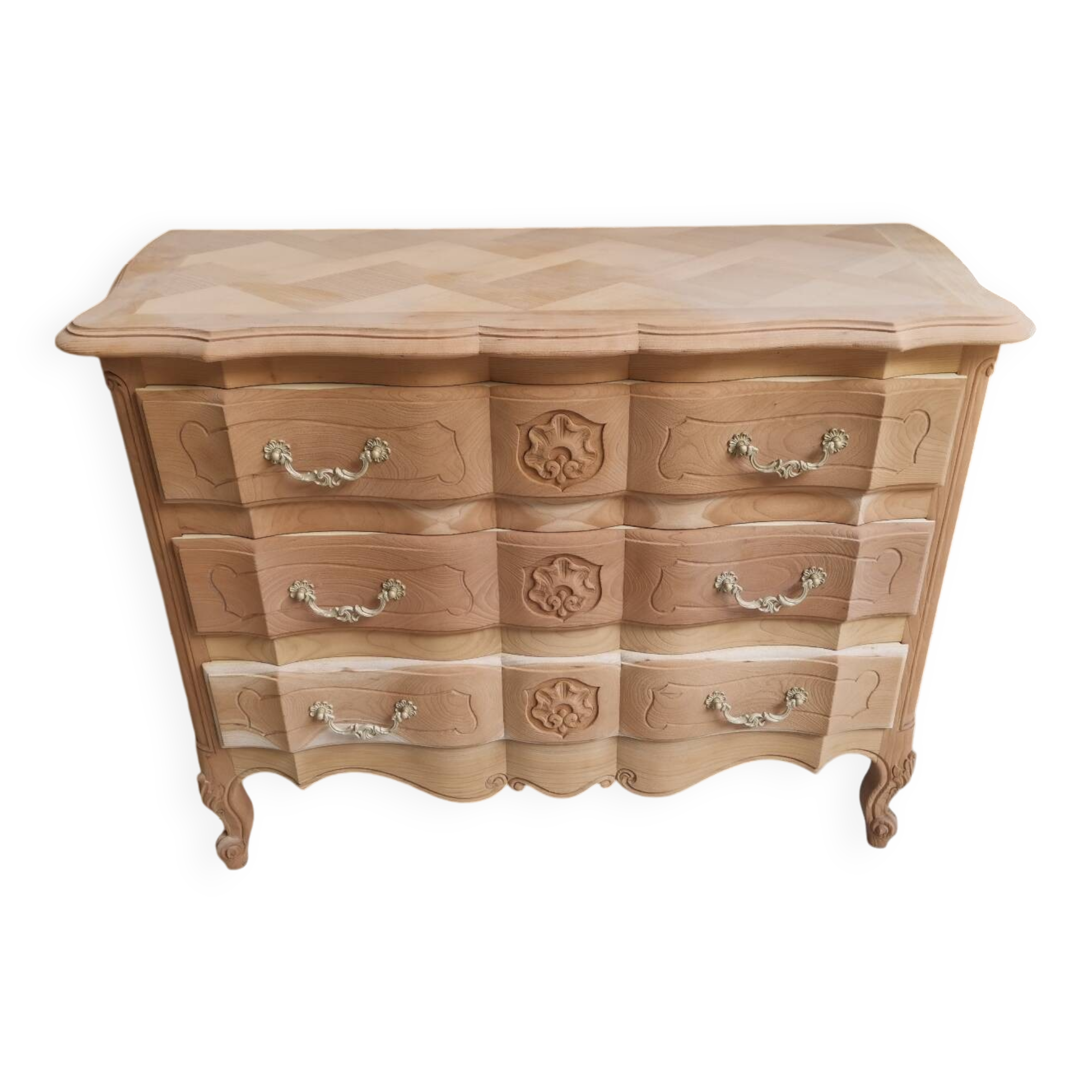 Louis XV chest of drawers in raw wood with 3 drawers