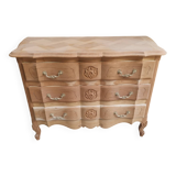 Louis XV chest of drawers in raw wood with 3 drawers
