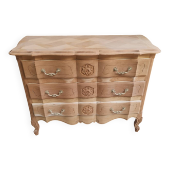 Louis XV chest of drawers in raw wood with 3 drawers