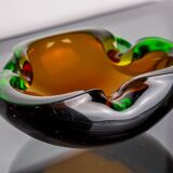 Sommerso brown and green pocket emptier by Flavio Poli for Seguso, Mu glass